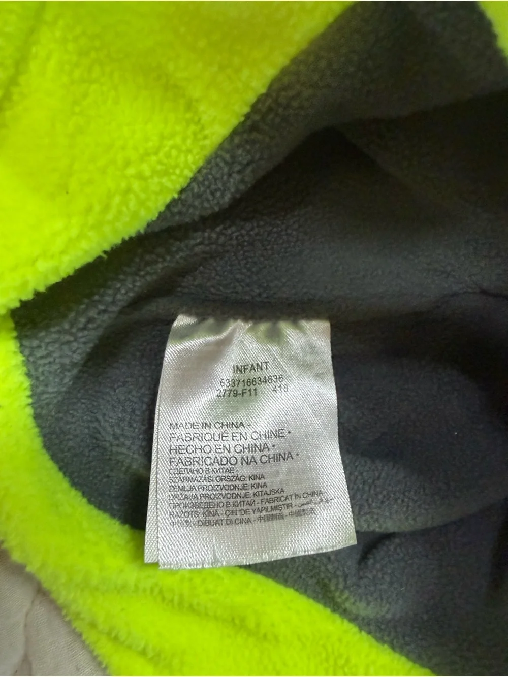 Nike Kids Gray and Neon green Fleece Hat infant size